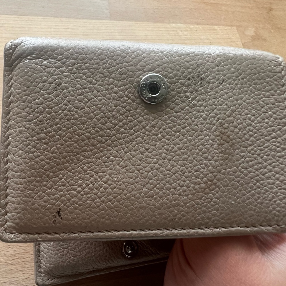 Saint Laurent Purse Tri-Fold Calf Leather Beige Wallet - Picture 6 of 7